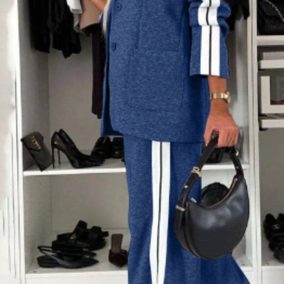 #183 SLASHED PRICE!! LAST ONE!! CONTRAST BLAZER AND SWEAT PANTS SET - Picture 2 of 2